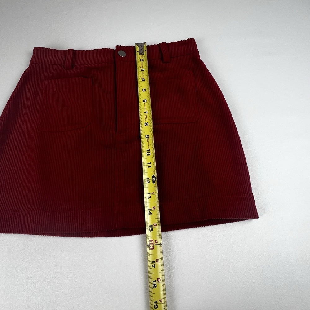Double Zero Cordurory Red Womens Skirt Size Small Striped Zipper And Pockets - Picture 10 of 10